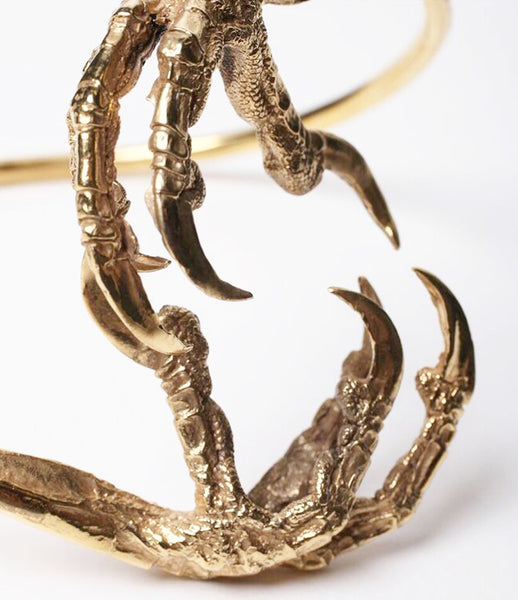 Reo_jewels_jewelry_jewellery_armlet_claws_crow_gold_plated_sterling_silver_bangle_frontzoom_kidsofdada