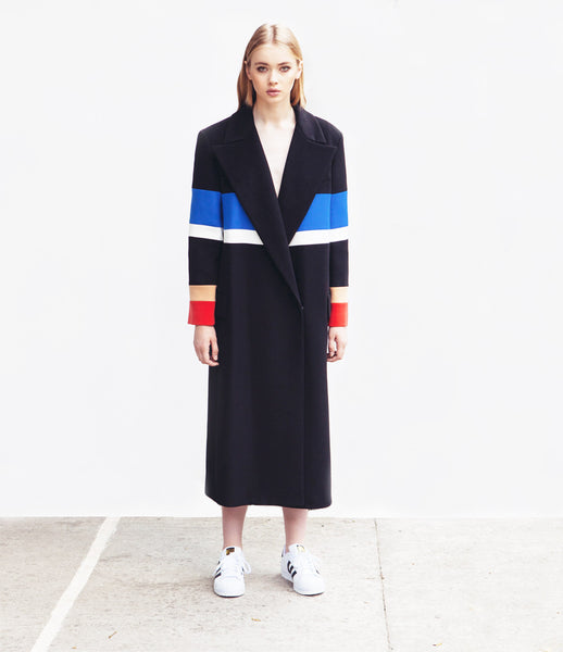 Marianna_Senchina_coat_clothing_handmade_black_blue_red_oversized_colour_blocking_stripes_double_breasted_fashion_kidsofdada