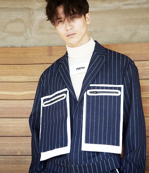 Path_pinstripe_denim_jacket_oversized_pockets_blue_290_boxy_menswear_streetwear_velcro_lapel_print_fashion_kidsofdada