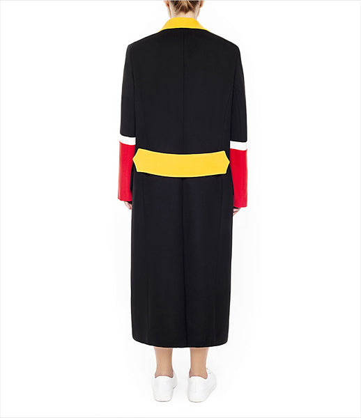Marianna_Senchina_coat_clothing_handmade_polyester_black_yellow_red_unisex_oversized_stripes_double_breasted_fashion_kidsofdada