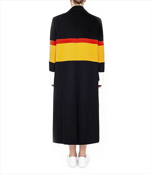 Marianna_Senchina_coat_clothing_handmade_bespoke_black_yellow_red_oversized_stripe_unisex_double_breasted_fashion_kidsofdada