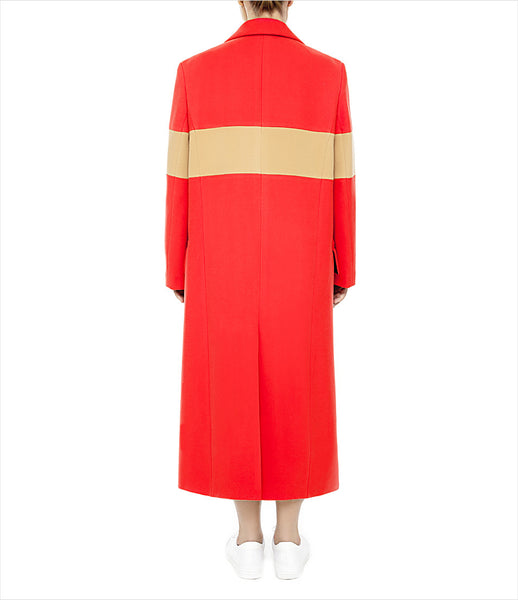 Marianna_Senchina_coat_clothing_handmade_polyester_coral_beige_oversized_unisex_stripes_double_breasted_fashion_kidsofdada