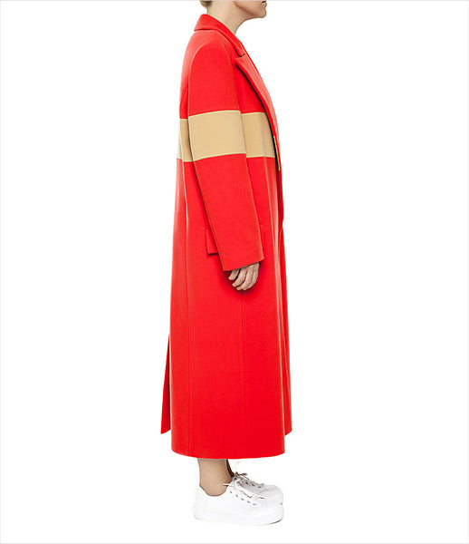 Marianna_Senchina_coat_clothing_handmade_bespoke_coral_beige_oversized_unisex_stripes_double_breasted_fashion_kidsofdada