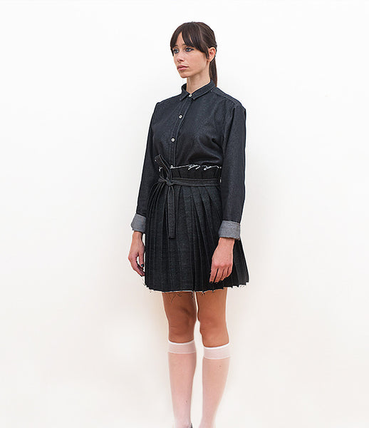 Vassiliki-Charitou_model_skirt_shirt_back_denim_blue_grey_front_fashion_womesnwear_kids-of-dada_kidsofdada