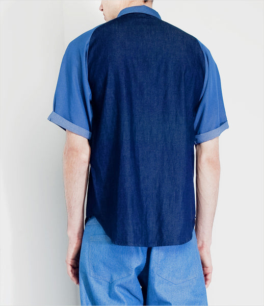Andrew_Coimbra_denim_button-down_shirt_short-sleeve_two-tone_classic_contemporary_unisex_mens_womens_fashion_clothing_kidsofdada