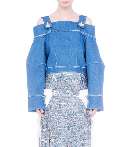 FLOW_the_label_denim_cropped_cold-shoulder_off-shoulder_top_balloon-sleeve_womenswear_womens_fashion_70s_80s_kidsofdada_230