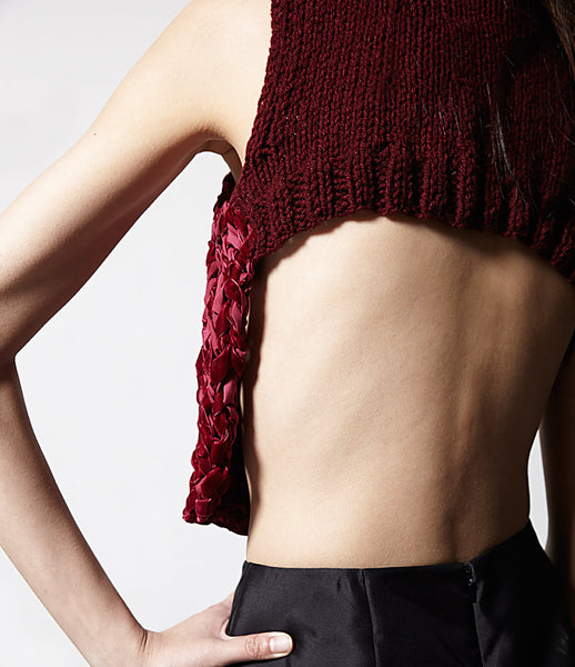 Matt_Hui_top_clothing_handmade_merino_wool_velvet_weave_burgundy_backless_turtle_neck_edgy_fashion_kidsofdada