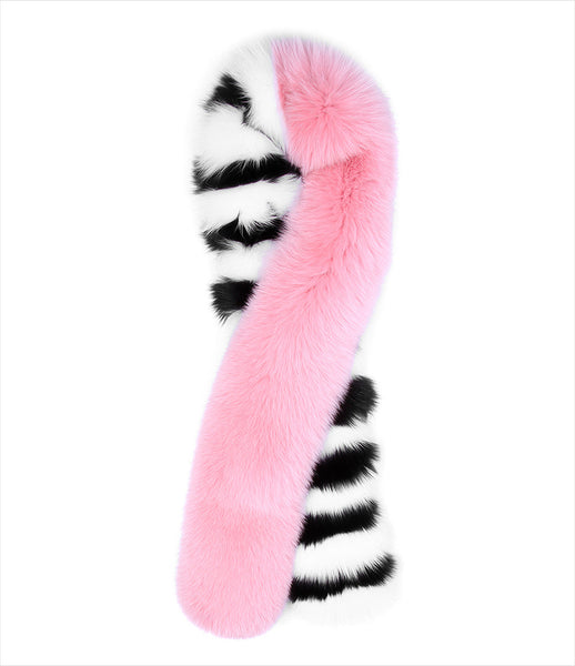 Blood&Honey_multicolour_prada_pink_black_white_stripe_ring-tailed_arctic_fox_real_fur_scarf_elegant_luxurious_statement_colourful_chic_850_womens_fashion_womenswear_kidsofdada
