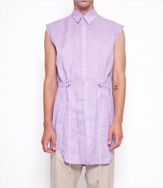 Andrew_Coimbra_smock_sleveless_blue_rose_lavender_tie-waist_drawstring_button-down_top_unisex_womens_mens_fashion_clothing_kidsofdada