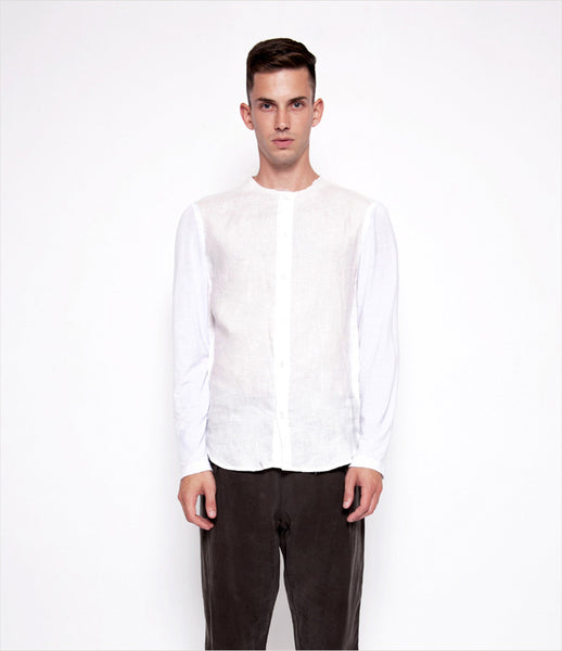 Andrew_Coimbra_button-down_shirt_collarless_frayed-edge_white_blue_bamboo_cotton_handmade_basic_womens_mens_clothing_fashion_kidsofdada